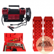 Pack Desierto planchas de desatasco compresor de aire portátil y kit de reparación de pinchazos para neumáticos